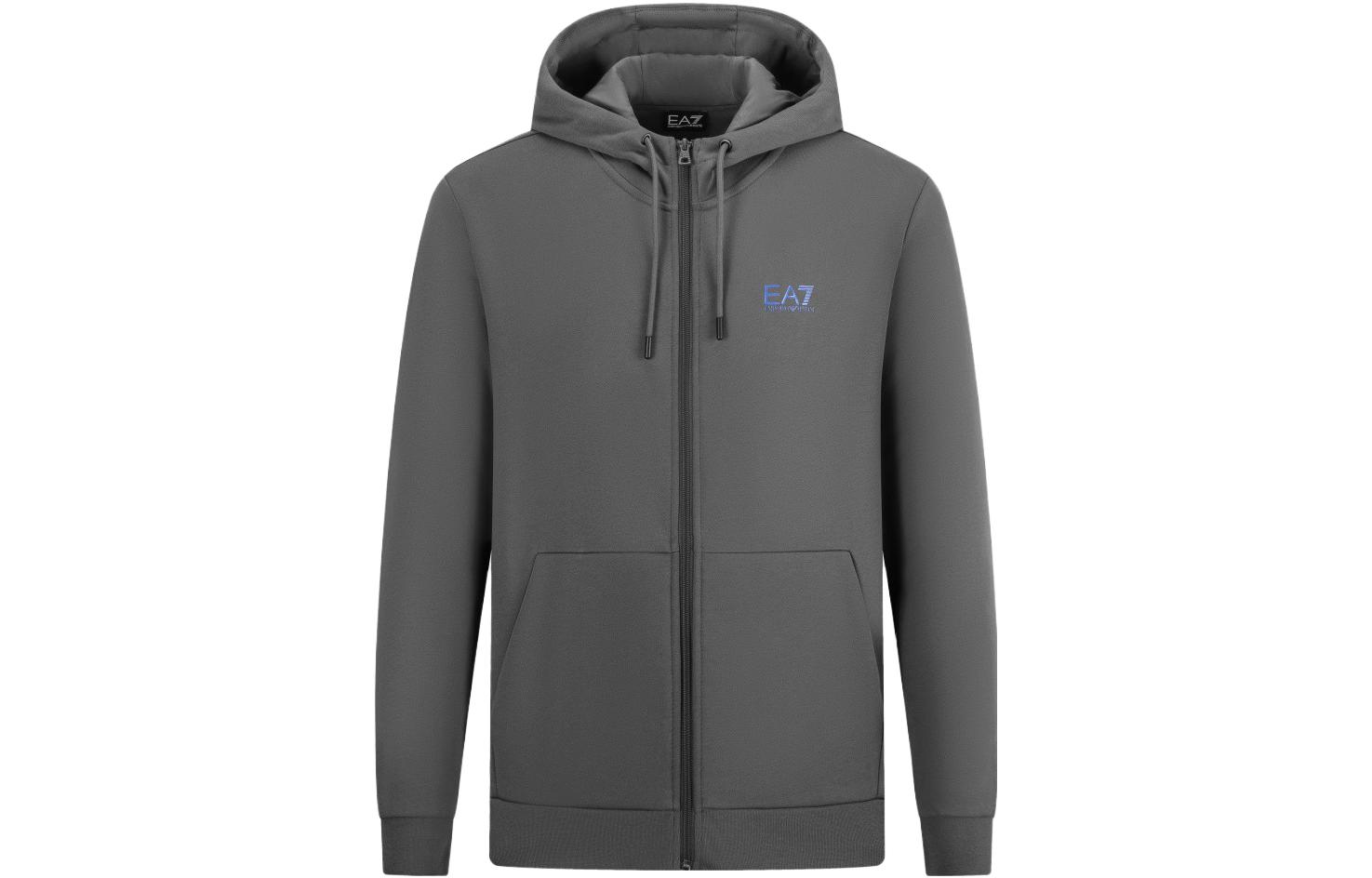 Emporio Armani EA7 FW23 Grey Hoodie Zip-Up Jacket Casual Sweatshirt 6RPM03-PJ07Z-1977