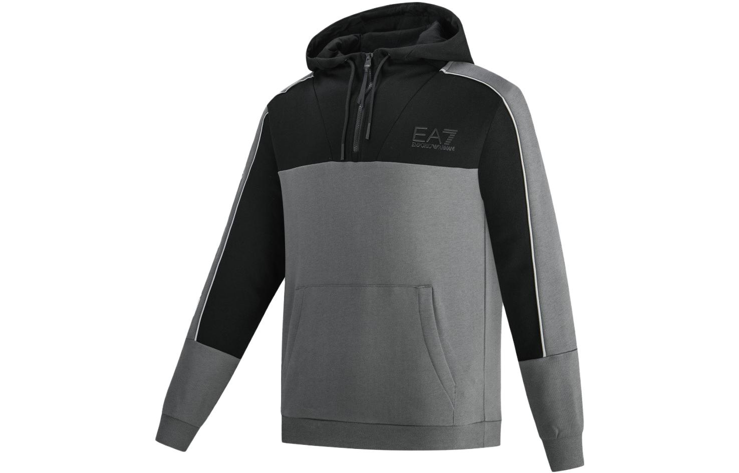 Shop 安普里奥阿玛尼EA7 FW23灰色logo对比长袖卫衣 6RPM30-PJ07Z-1977