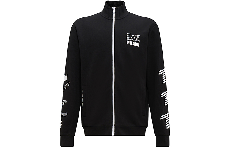 Emporio Armani EA7 FW23 High Neck Zip Sweatshirt Black 6RPM42-PJ07Z-1200