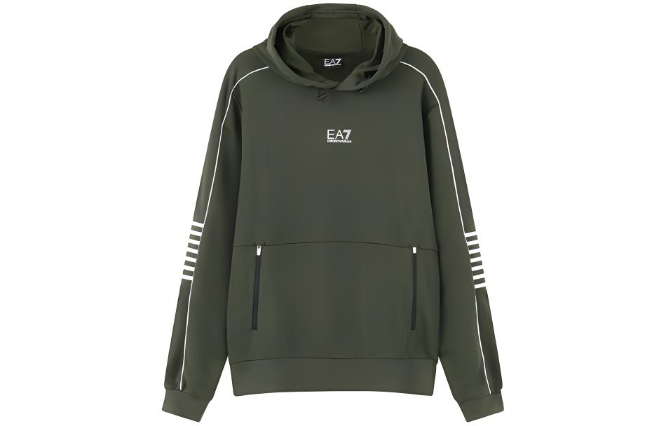Emporio Armani EA7 FW23 Hoodie with Logo Print in Dark Green 6RPM06-PJ16Z-1845
