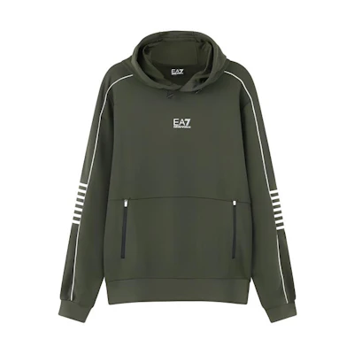 Emporio Armani EA7 FW23 Hoodie with Logo Print in Dark Green 6RPM06-PJ16Z-1845