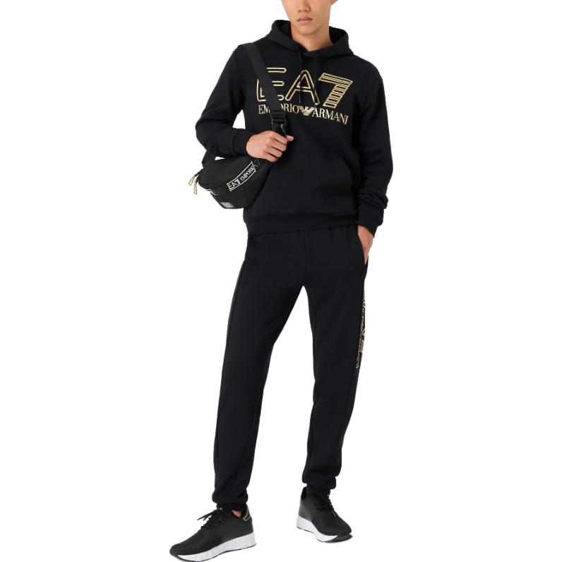 Shop Emporio Armani EA7 FW23 Hoodie Logo Hitam 6RPM09-PJSHZ-0208