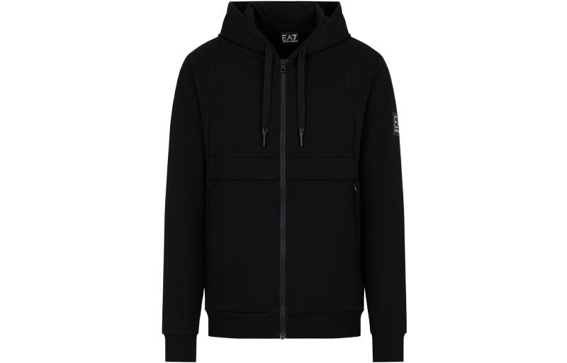 Emporio Armani EA7 FW23 Logo Hoodie Black Long Sleeve Sweatshirt 6RPM73-PJ9FZ-1200