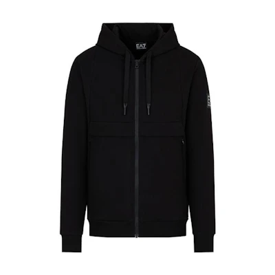 Emporio Armani EA7 FW23 Logo Hoodie Black Long Sleeve Sweatshirt 6RPM73-PJ9FZ-1200