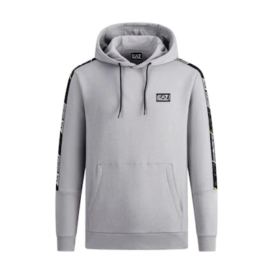 Emporio Armani EA7 FW23 Logo Hoodie Pullover Long-Sleeve Gray 3RPM11-PJ07Z-1950