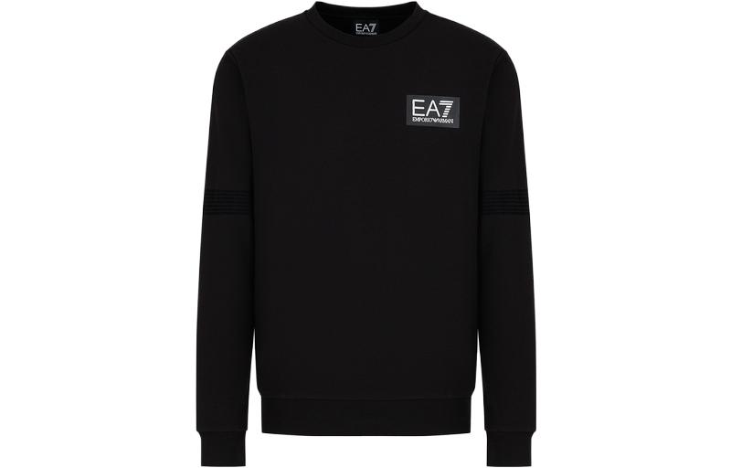 Emporio Armani EA7 FW23 Logo Print Black Long Sleeve Sweatshirt for Men 6RPM54-PJ9FZ-1200