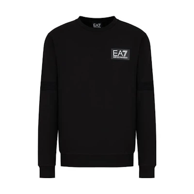 Emporio Armani EA7 FW23 Logo Print Black Long Sleeve Sweatshirt for Men 6RPM54-PJ9FZ-1200