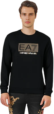 安普里奥·阿玛尼EA7 FW23标志印花黑色圆领卫衣 3RUM09-PJARZ-1200 1