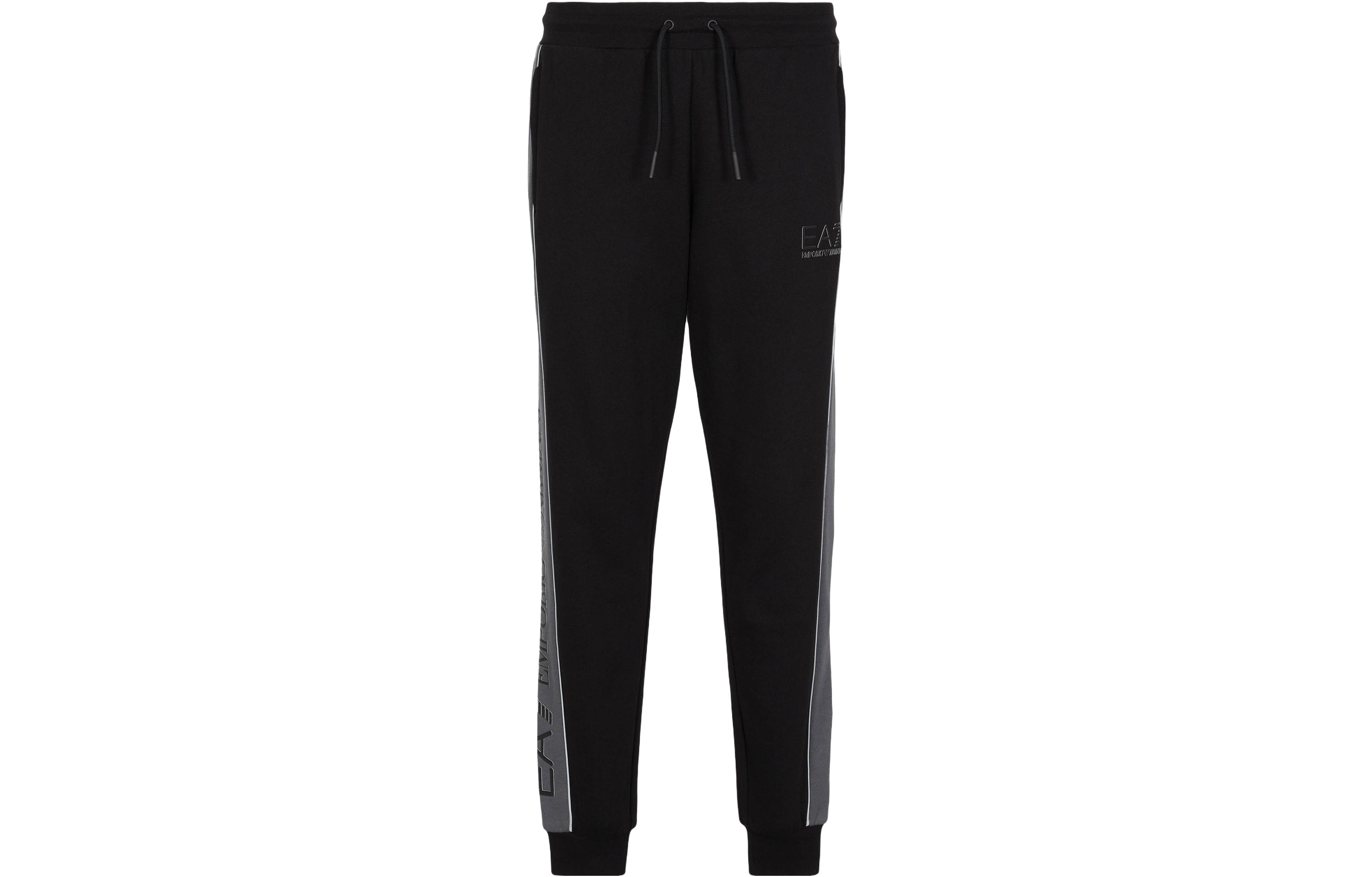 EMPORIO ARMANI EA7 FW23 Logo Print Mid-Rise Jogger Pants Men’s Black. 6RPP64-PJ07Z-1200