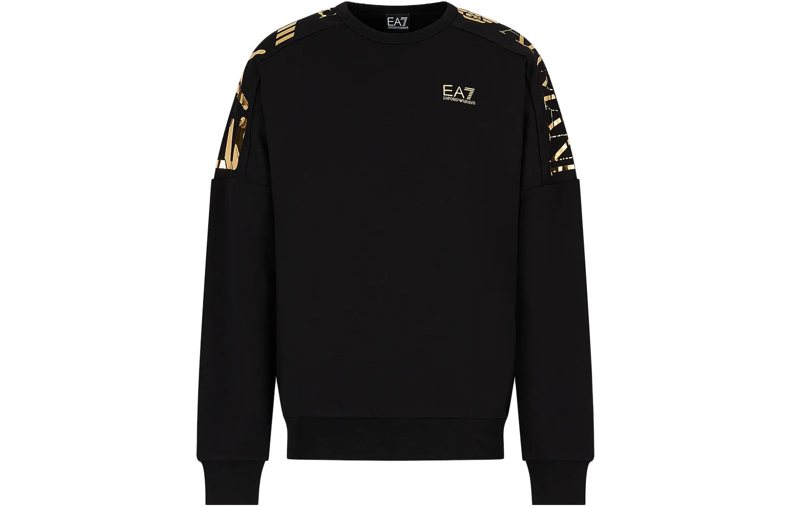 Emporio Armani EA7 FW23 Logo Print Pullover Sweatshirt Black 6RPM23-PJHLZ-0208