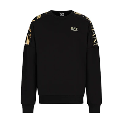 Emporio Armani EA7 FW23 Logo Print Pullover Sweatshirt Black 6RPM23-PJHLZ-0208