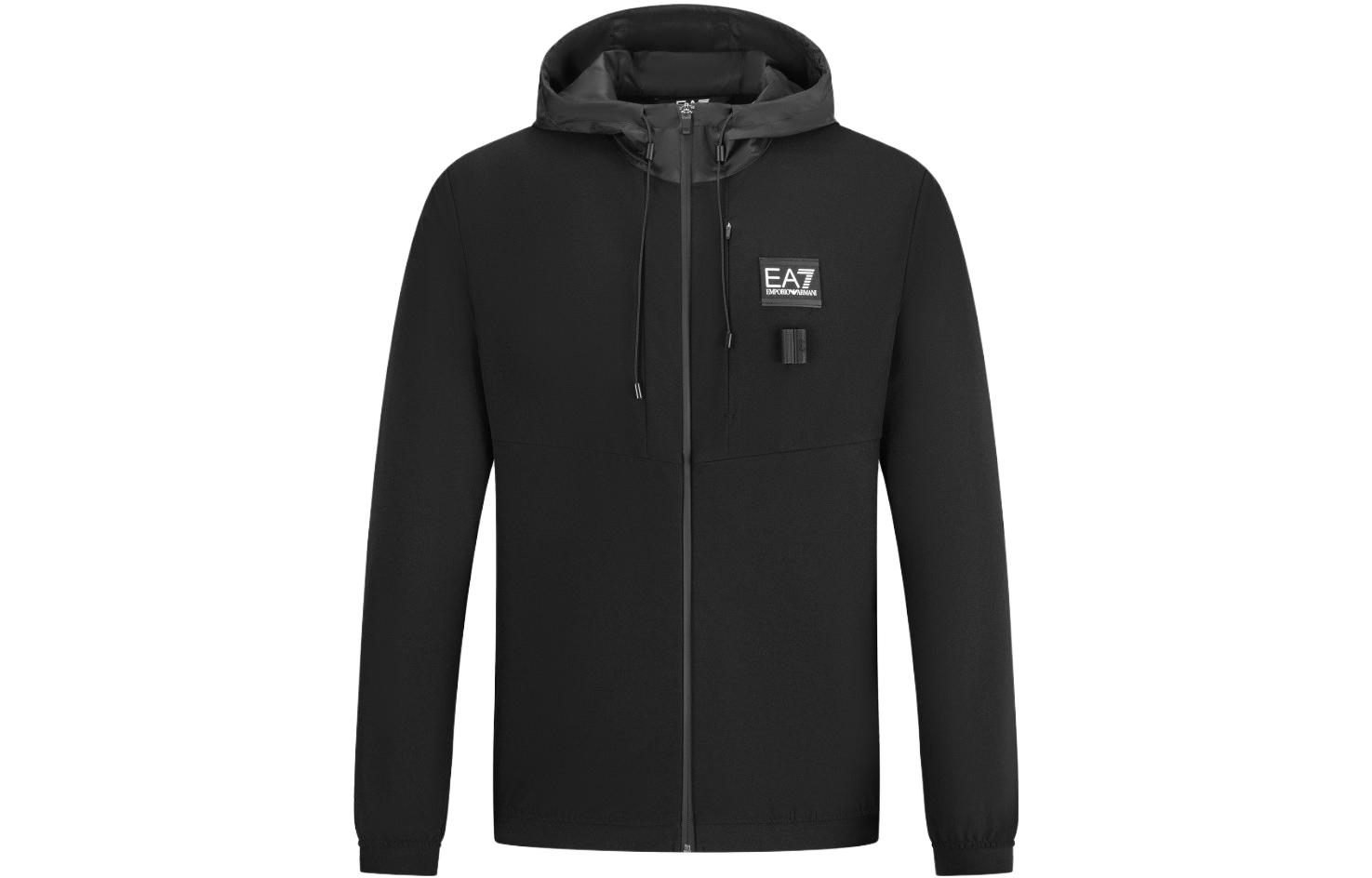 Emporio Armani EA7 FW23 Logo Print Zip Hoodie Jacket Black 6RPB42-PNBWZ-1200