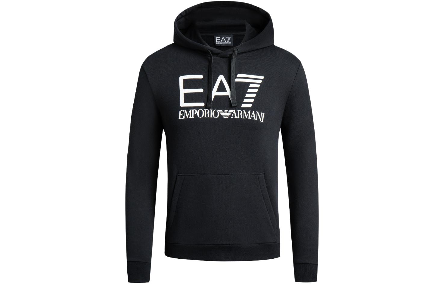Emporio Armani EA7 FW23 Logo Printed Hoodie Black - Long Sleeve Premium Wear 6RPM17-PJSLZ-1200