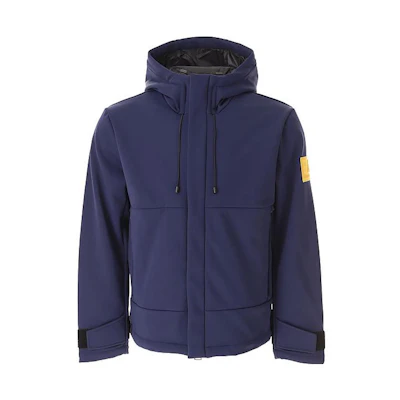 Emporio Armani EA7 FW23 Men’s Navy Colorblock Logo Hooded Bomber Jacket 6RPB24-PN8HZ-1554