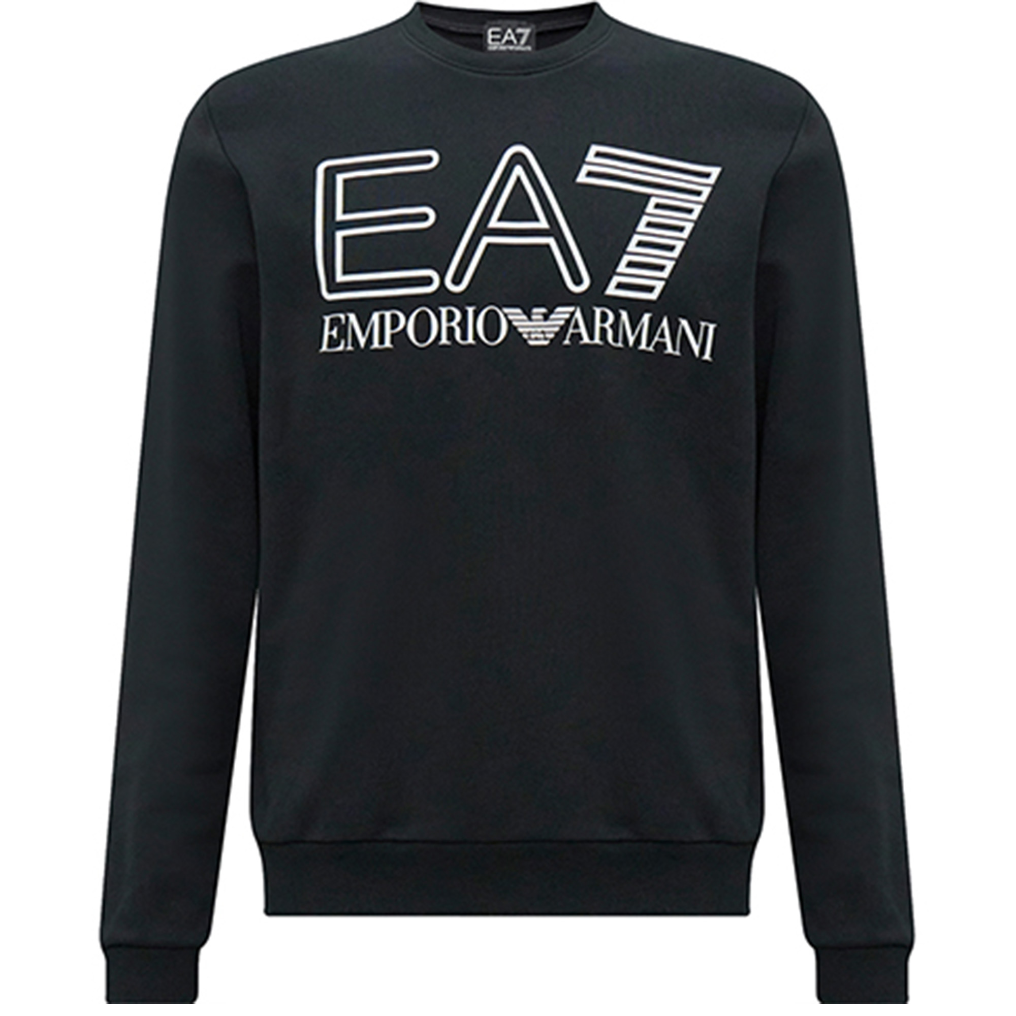 Emporio Armani EA7 FW23 Mens Black Sweatshirt with Logo Print Design 6RPM08-PJSHZ-1200