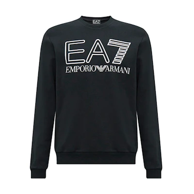 Emporio Armani EA7 FW23 Mens Black Sweatshirt with Logo Print Design 6RPM08-PJSHZ-1200