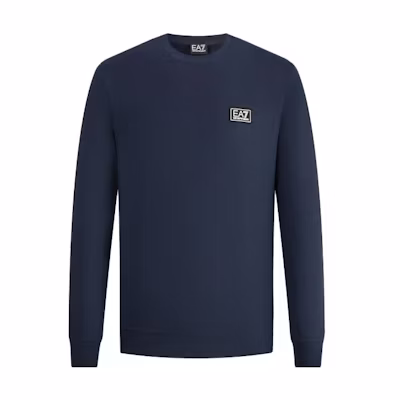 Emporio Armani EA7 FW23 Navy Blue Logo Crewneck Sweatshirt for Men 6RPM14-PJ07Z-1554