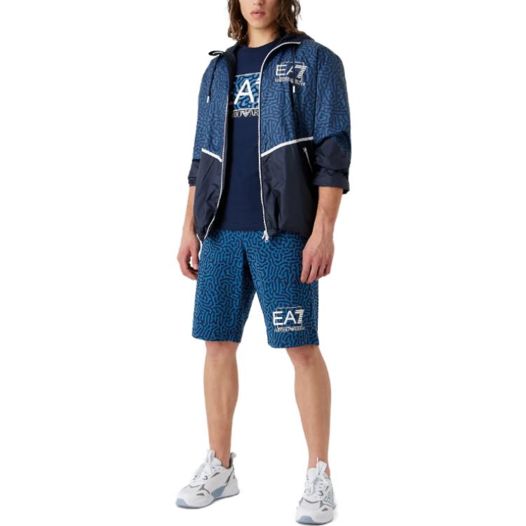 Emporio Armani EA7 FW23 Navy Blue Zip Hoodie Jacket Men with Letter Print 3RPB04-PN5ZZ-1554 圖 4
