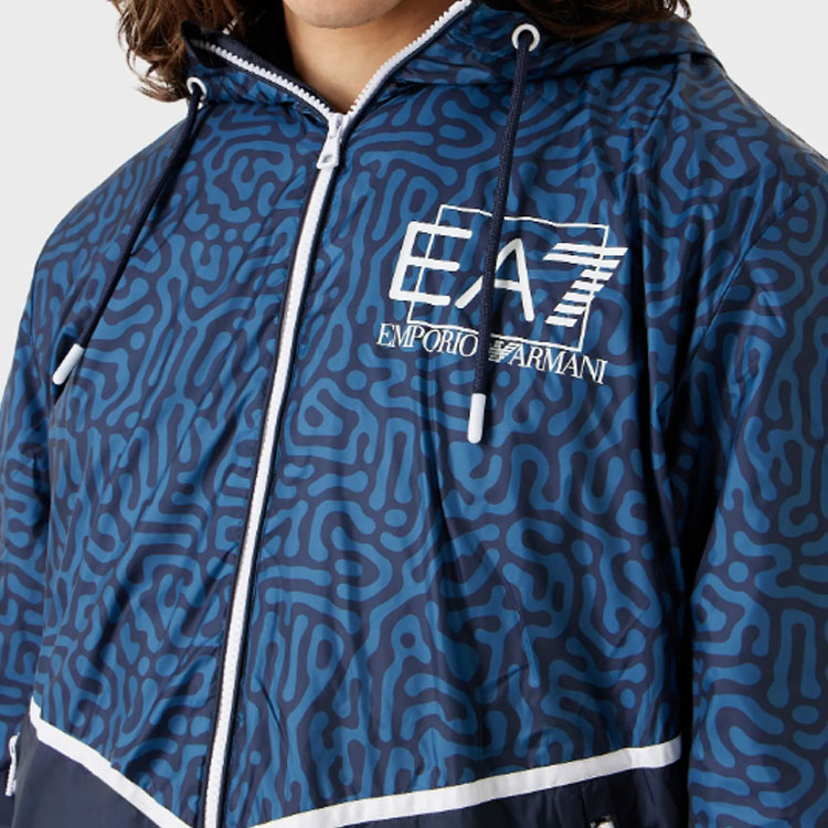 Emporio Armani EA7 FW23 Navy Blue Zip Hoodie Jacket Men with Letter Print 3RPB04-PN5ZZ-1554 圖 6