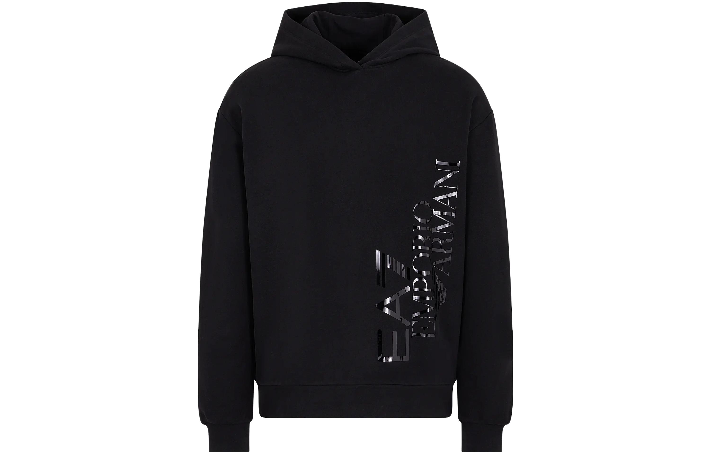 Emporio Armani EA7 FW23 Reflective Logo Hoodie Black 6RUM79-TJRRZ-1200