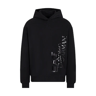 Emporio Armani EA7 FW23 Reflective Logo Hoodie Black 6RUM79-TJRRZ-1200