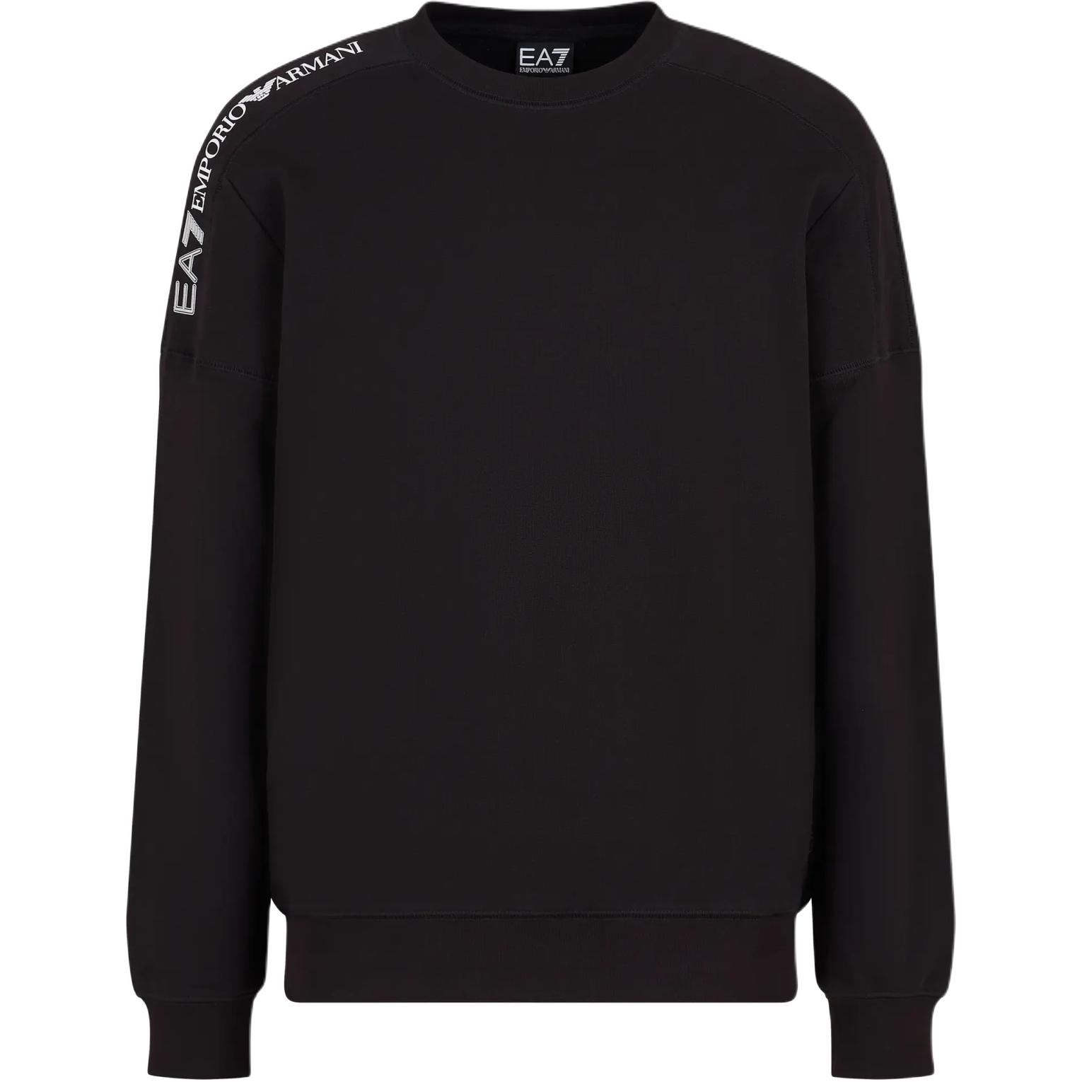Emporio Armani EA7 FW24 Black Logo Crewneck Sweatshirt 6DPM11-PJOGZ-1200