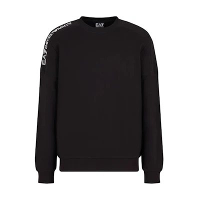 Emporio Armani EA7 FW24 Black Logo Crewneck Sweatshirt 6DPM11-PJOGZ-1200