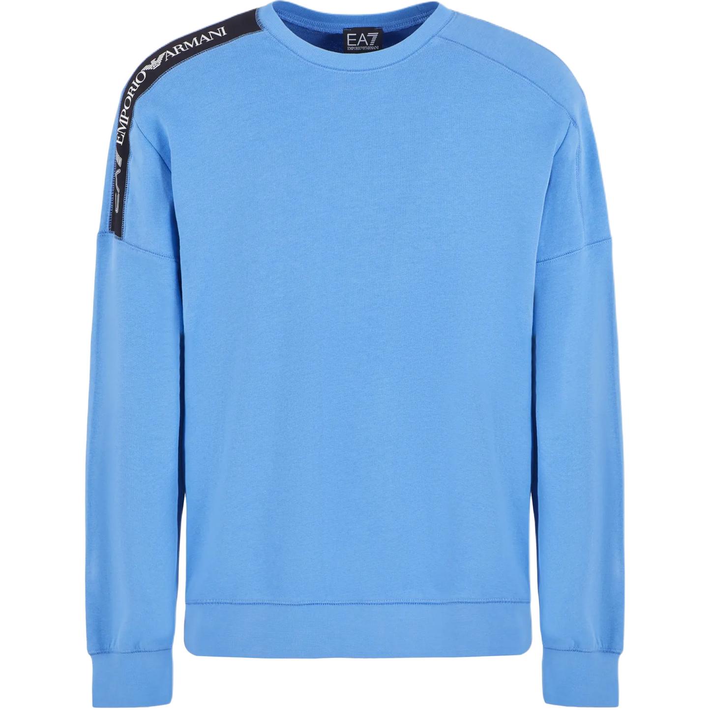 Emporio Armani EA7 FW24 Solid Logo Crewneck Sweatshirt Sky Blue 6DPM11-PJOGZ-1526