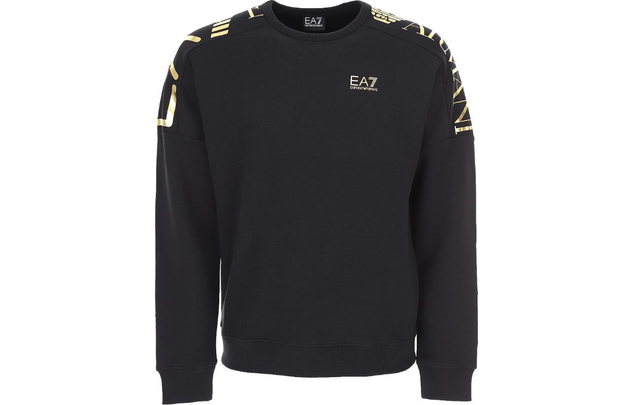Emporio Armani EA7 Gold Logo Crewneck Sweatshirt Black 6LPM54-PJHLZ-1200