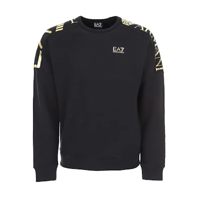 Emporio Armani EA7 Gold Logo Crewneck Sweatshirt Black 6LPM54-PJHLZ-1200