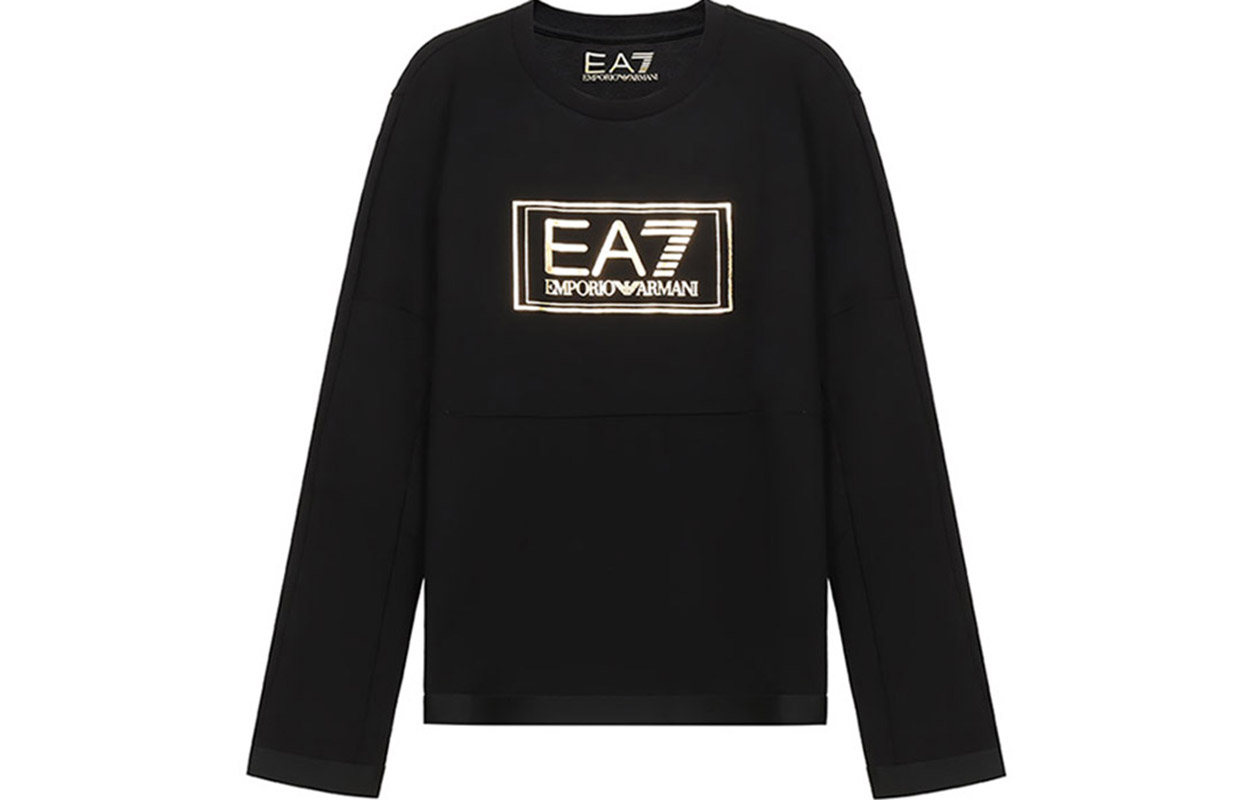 Emporio Armani EA7 Gold Logo Crewneck Sweatshirt Black () 6HPM73-PJF3Z-1200