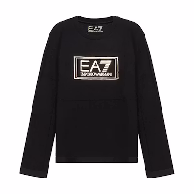 Emporio Armani EA7 Gold Logo Crewneck Sweatshirt Black () 6HPM73-PJF3Z-1200