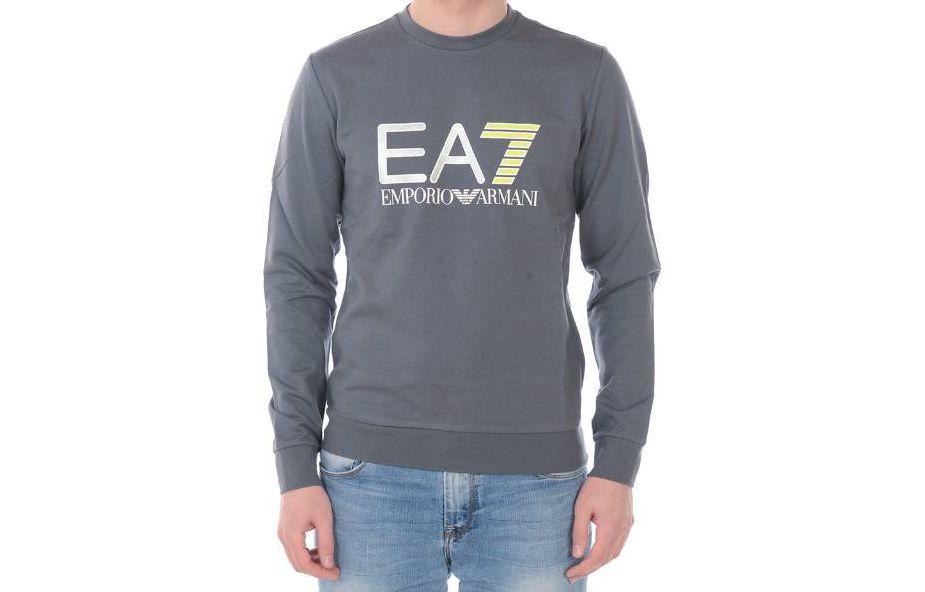 Emporio Armani EA7 Gray Crewneck Slim-fit Long-sleeve Sweatshirt 3HPM22-PJ05Z-1977