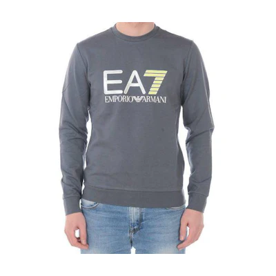 Emporio Armani EA7 Gray Crewneck Slim-fit Long-sleeve Sweatshirt 3HPM22-PJ05Z-1977