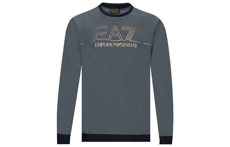 Emporio Armani EA7 Gray Logo Print Crewneck Long-Sleeve Sweatshirt 6KPM38-PJCCZ-1977