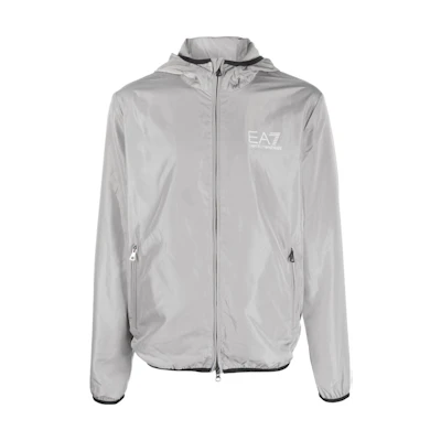 Emporio Armani EA7 Gray Logo Print Hoodie Jacket Casual Wear 8NPB04-PNN7Z-1920