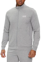 Emporio Armani EA7 Gray Logo Print Zip-Up Jacket with Stand Collar 3DPM61-PJ05Z-3905 Emporio Armani EA7 Gray Logo Print Zip-Up Jacket with Stand Collar 3DPM61-PJ05Z-3905