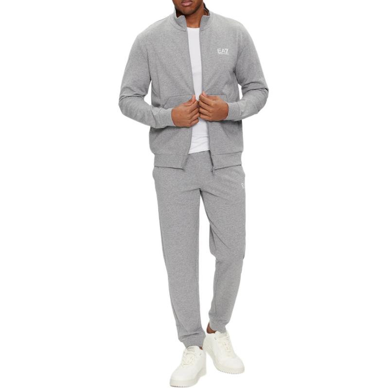 Lookbook 安普里奥阿玛尼EA7灰色标志印花拉链立领夹克 3DPM61-PJ05Z-3905