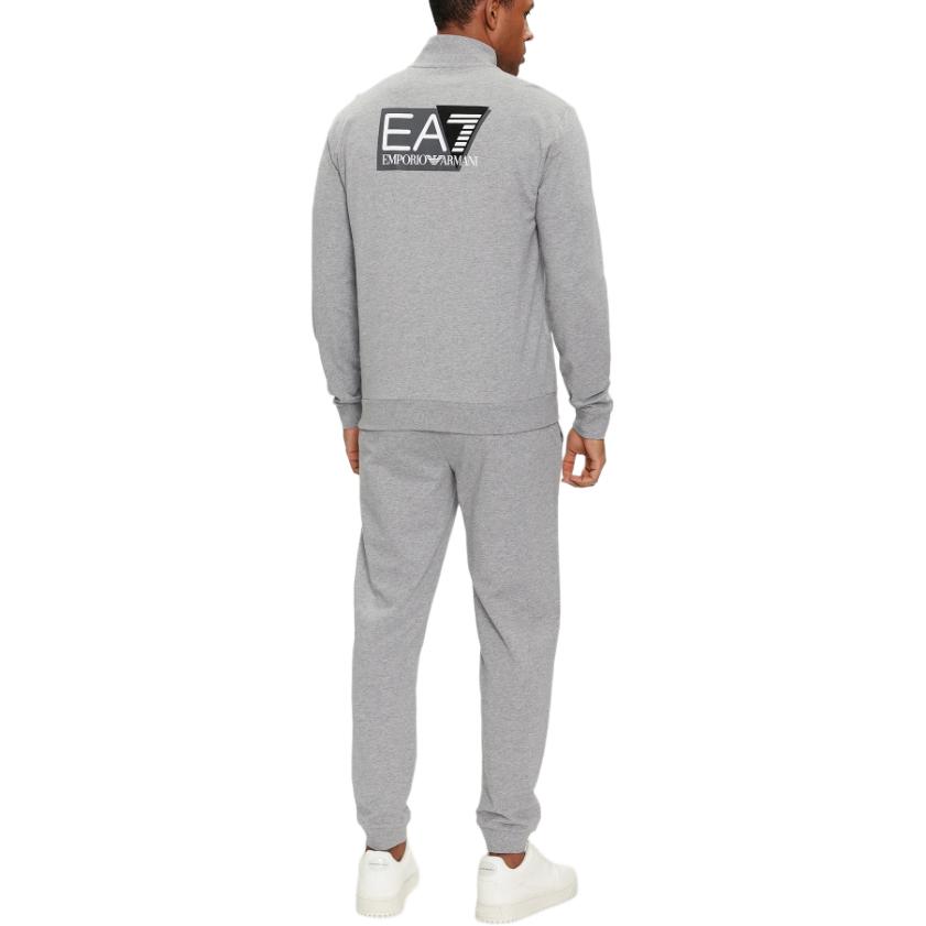 Shop 安普里奥阿玛尼EA7灰色标志印花拉链立领夹克 3DPM61-PJ05Z-3905