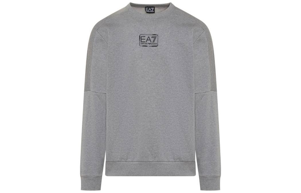 Emporio Armani EA7 Gray Pullover Sweatshirt with Logo Print 6LPM92-PJ07Z-3905
