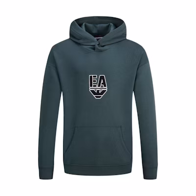 Emporio Armani EA7 Green Hoodie with Letter Print 6L1MC4-1JHSZ-0586