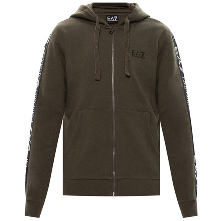 Order Emporio Armani EA7 Hoodie Hijau dengan Rekaan Tali Huruf 6HPM12-PJ07Z-1867