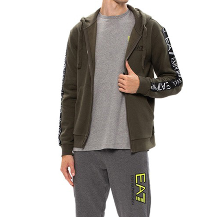 Purchase Emporio Armani EA7 Hoodie Hijau dengan Rekaan Tali Huruf 6HPM12-PJ07Z-1867