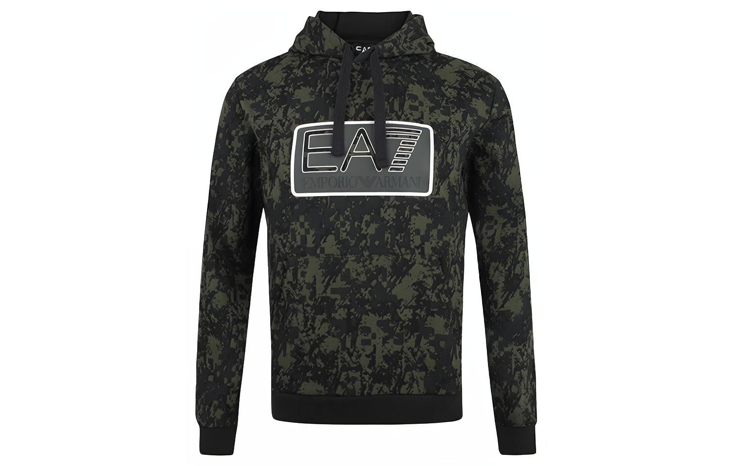 Emporio Armani EA7 Green Ink Print Logo Hoodie 6ZPM13-PJF6Z-2814