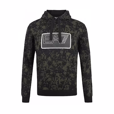 Emporio Armani EA7 Green Ink Print Logo Hoodie 6ZPM13-PJF6Z-2814