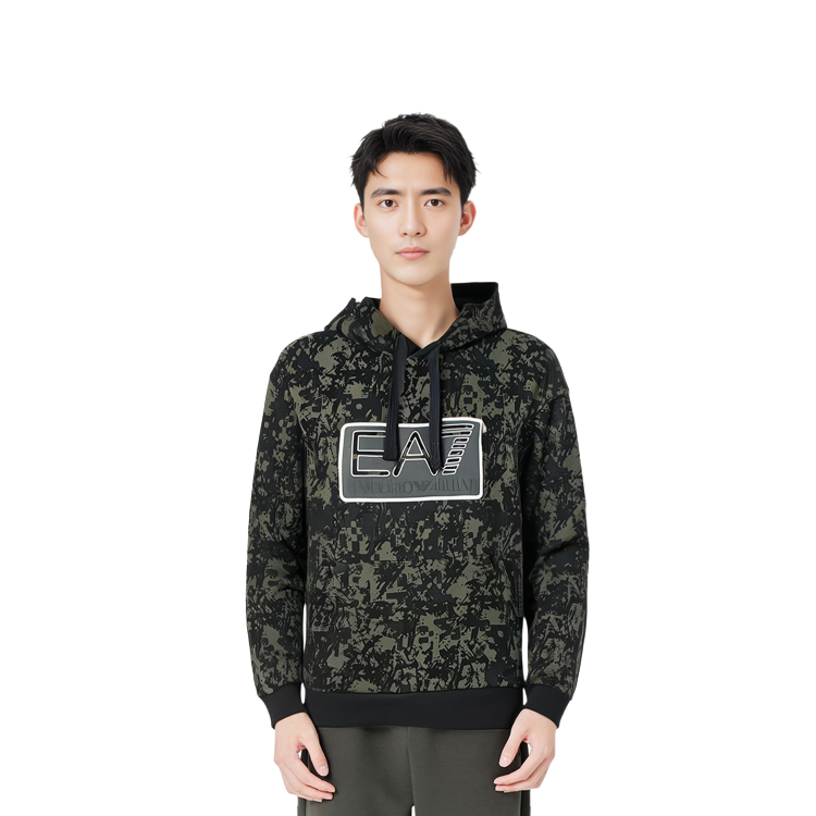 Emporio Armani EA7 Green Ink Print Logo Hoodie 6ZPM13-PJF6Z-2814 圖 5