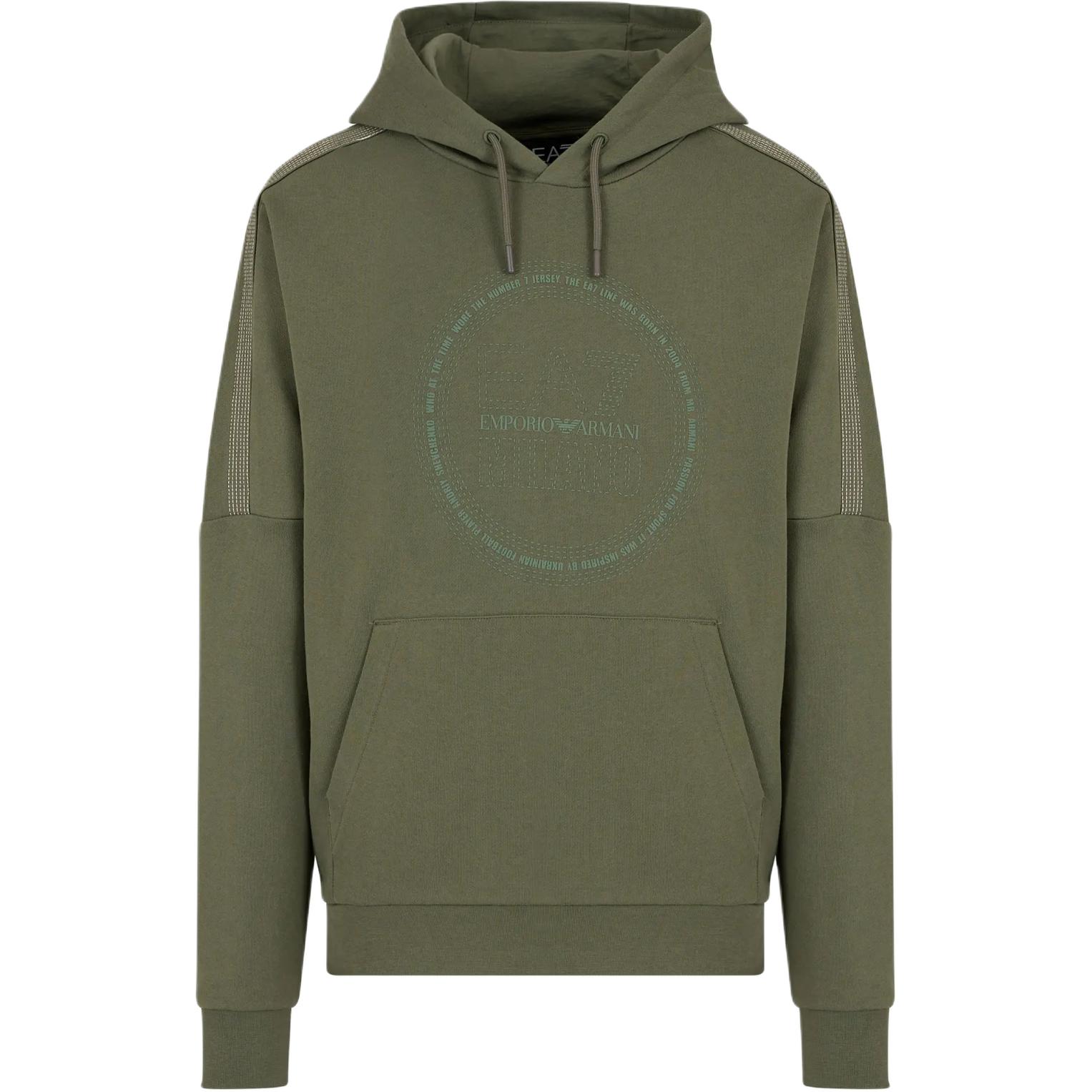 Emporio Armani EA7 Green Letter Logo Print Hoodie SS24 Pullover 3DPM65-PJTKZ-1846