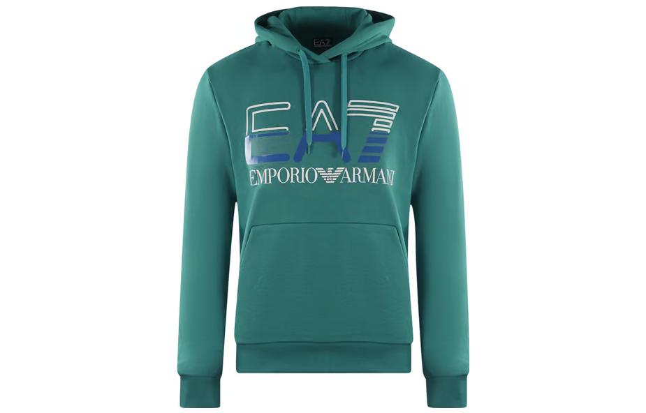 Emporio Armani EA7 Green Logo Print Pullover Hoodie 3RPM13-PJLSZ-1844