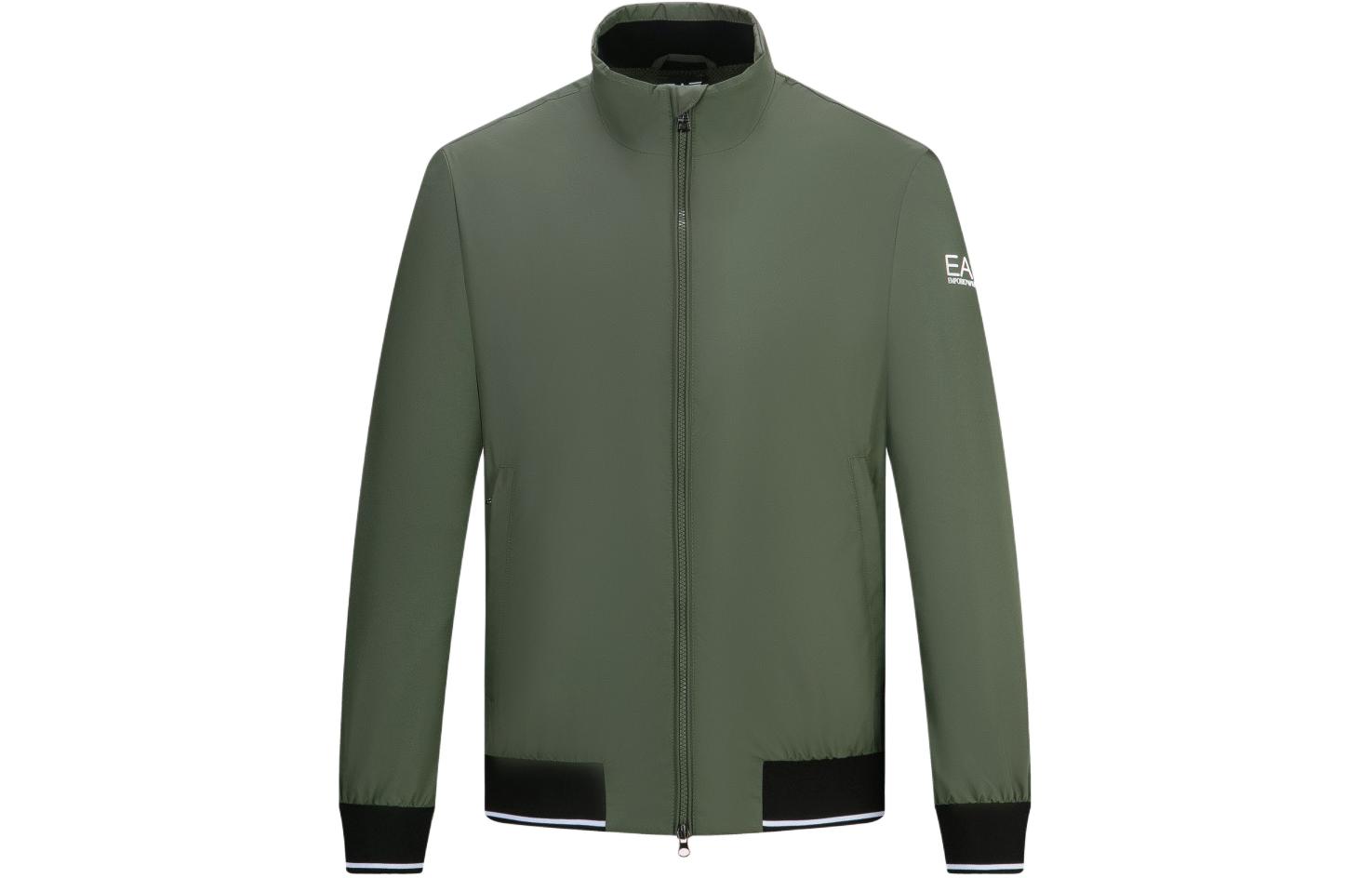 Emporio Armani EA7 Green Logo Print Zip-Up Casual Jacket Long Sleeve 3DPB07-PN27Z-1846