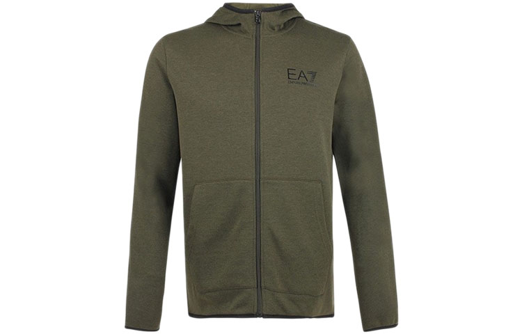 Emporio Armani EA7 Green Zip-Up Hoodie with Logo Design 6ZPM69-PJF3Z-03803